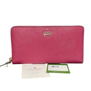 Kate Spade Cameron Street Lacey Cinnabar Saffiano Continental Full Zip Wallet
